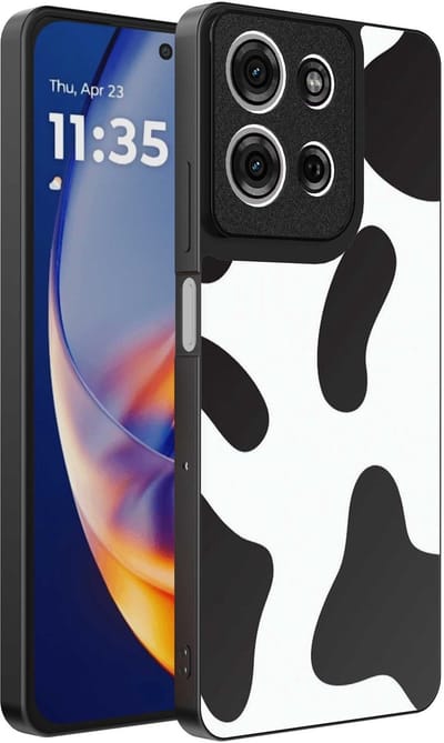 Geschikt voor Motorola Edge 50 Neo Telefoonhoesje met Koeienvlekken Opdruk - TPU Backcover Case With Cow Patches Design - Smartphonica geschikt voor Motorola Edge 50 Neo