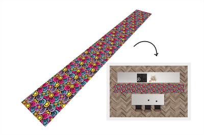 Keukenloper 400x50 cm - Keukenmat vinyl Patroon - Hippie - Bloemen - Paars - Keukenmatten loper - Keuken vloerkleed tapijt