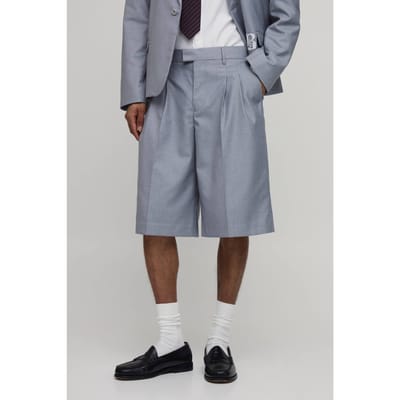 Geborduurd Wijdbenig Jorts Met Plooien Aan De Voorkant | Grey | Size 28