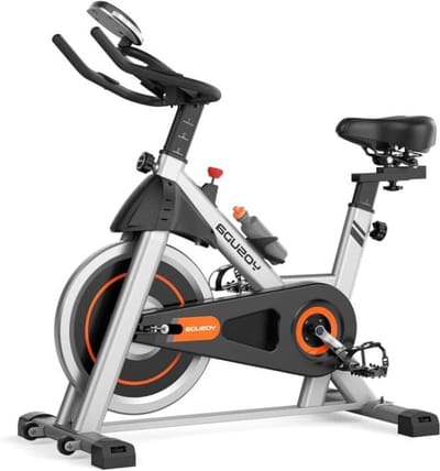 Hometrainer Fiets - Indoor Fiets - Cardio Training - Dubbele Driehoek Constructie - 121 x 96 x 56 cm - Zilver