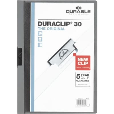 Klemmap Durable Duraclip A4 3mm 30 vellen antraciet/grijs