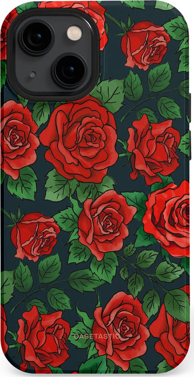 Casetastic Hoesje Geschikt voor Apple iPhone 13 Mini Magsafe - Stijlvolle Beschermende Duo-layer Case - Rozen rood