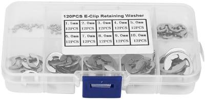 Solidchoice - Dailygoody - 120 Stuks E-clip Borgring Set - Roestvrij Stalen Veiligheidsringen - Assortiment van 1.5 tot 10mm - Voor Diverse Toepassingen - Perfect v