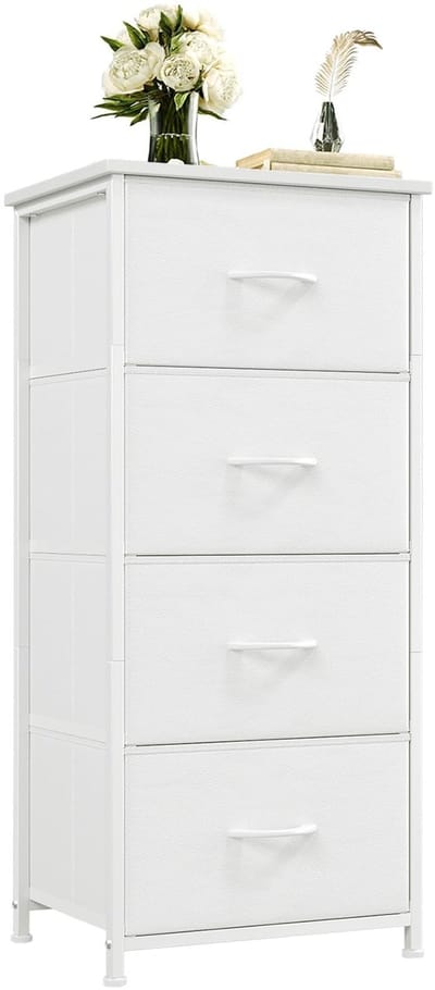Dailygoods- Ladekast met stoffen laden - Dressoir met stalen frame - Commode - Opbergkast voor slaapkamer - Milieuvriendelijk - 30D x 42B x 93H (4 laden)