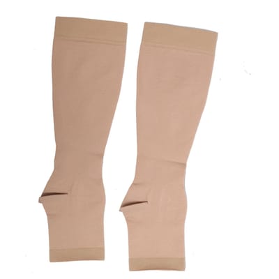 Chaussettes Hautes Confortables Légères Lavables en Machine Bout Ouvert Unisexe pour Jambes beige