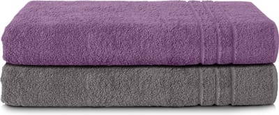 Komfortec Set van 2 Handdoeken 80x200 cm - 100% Katoen - XXL Saunahanddoeken - Badlaken - Strandlaken - Badhanddoek- Douchelaken - Zacht - Hoge Absorptie - Sneldrogend - Antracietgrijs&Violet
