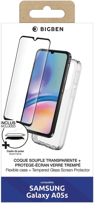 Bigben Connected, Hoesje geschikt voor Samsung Galaxy A05s - Set met Tempered Glass, Transparant