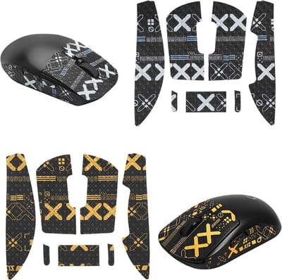 Ultra-dunne Anti-slip Grip Tape voor Gaming Muis - Zweetabsorberend en Duurzaam - Set van 2 Zwart en Goud voor Logitech G Pro X Superlight 1/2