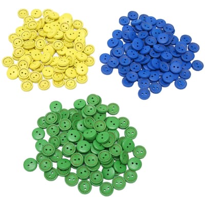 300 Boutons Ronds en Bois 0,6 Pouce 2 Trous Couleurs Vives Robustes Lisses Boutons de Loisirs Créatifs pour Scrapbooking DIY Couture