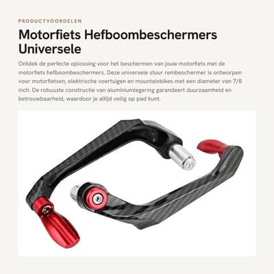 Dailygoods - Motorfiets Hefboombeschermers - Universele Stuur Rembeschermer - Eenvoudige Installatie - Rood - Hoogwaardige Aluminiumlegering - Geschik...