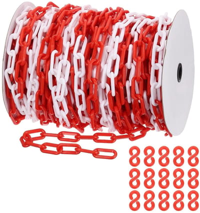 Rode/Witte Plastic Ketting 8mm voor Beveiliging, Mensencontrole en Decoratie bij Evenementen en Parkeerplaatsen