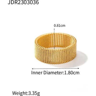 Youthway Chique Roestvrij Staal Persoonlijkheid Minimalistisch 8 Mm Brede Gaasring Stijlvol Uniek Vingerjuweel Voor Vrouwen Waterdicht 7 beige