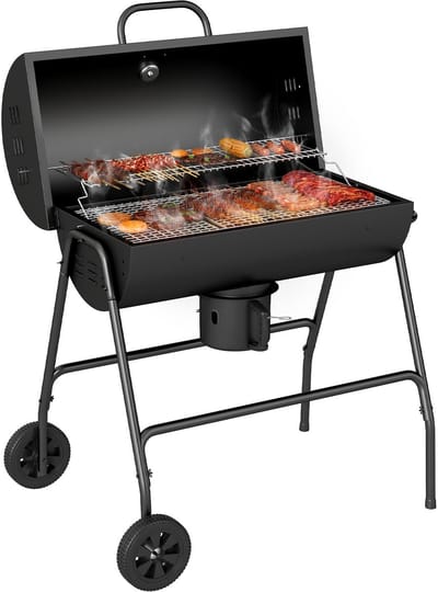 Outsunny-Holzkohlegrill-Metall-95L x 71,5B x 102H cm-Schwarz