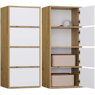 ALMA ALMA - Dressoir - 4 deuren - TIP-ON systeem - Mat wit / Eiken Artisan