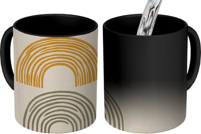 Magische Mok - Foto op Warmte Mokken - Koffiemok - Bogen - Lijnen - Oranje - Minimalistisch - Magic Mok - Beker - 350 ML - Theemok
