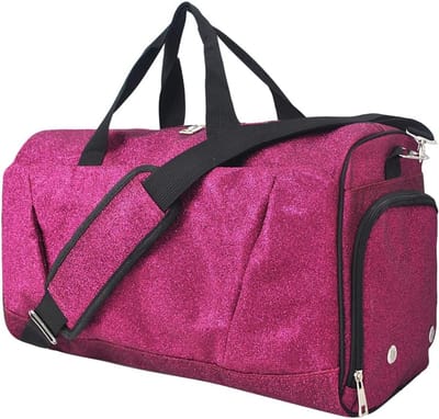 Glitter sporttas met schoenenvak - roze glitter gymtas