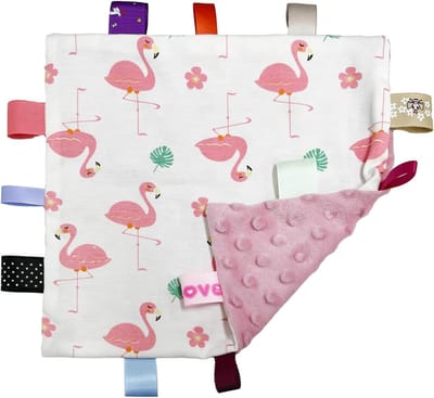 Baby veiligheidsdeken - Knuffeldoekje baby - Baby comfort - Met labeltjes - 25 x 25 cm - Roze