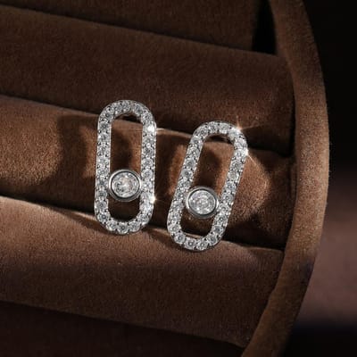 Hoge kwaliteit 1:1 Paperclip Herstel Stud Oorbellen Voor Vrouwen Exquise AAA+ Zirkoon Glanzende Oorbellen Feest Sieraden Cadeau NIEUW gray