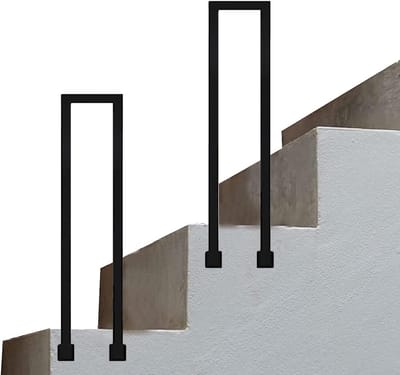 Metalen Buitenleuning - Steunleuning Hulprail - Veilig Traplopen - Smeedijzer Ontwerp - 35cm Lengte - Zwart