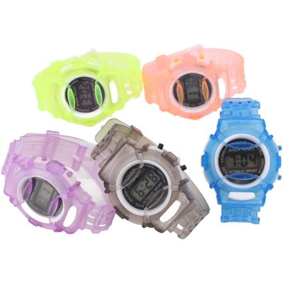 5pcs Montre de Sport Digitale pour Enfants Affichage Calendrier Résistante aux Chocs Heure Précise Montres-Bracelets Électroniques pour Garçons et Filles yellow