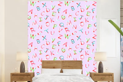 Behang - Fotobehang Alfabet - Letters - Patroon - Breedte 225 cm x hoogte 280 cm