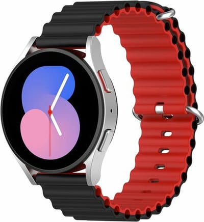 By Qubix - Geschikt voor Garmin bandje - Geschikt voor Garmin Vivomove 3 / HR / Luxe / Sport / Style / Trend - Ocean Style bandje - Zwart / rood - Smartwatch bandje 20mm