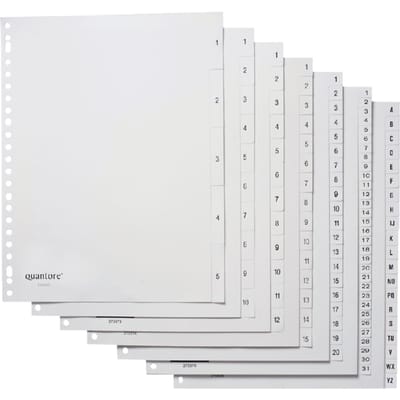 Quantore - Tabbladen - 23-gaats - 1-5 genummerd - Wit - PP