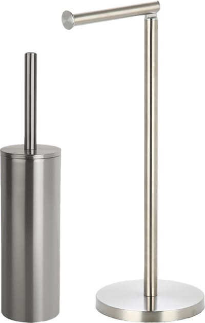 Spirella Badkamer accessoires set - WC-borstel/toiletrollen houder - metaal - zilver/zilver - Luxe uitstraling