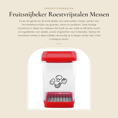 Dailygoods- Fruitsnijbeker - Duurzaam ABS/Roestvrij Staal - Snijmachine Groenten/Fruit - Eenvoudig te Gebruiken - Handig Ontwerp - Perfecte Maat