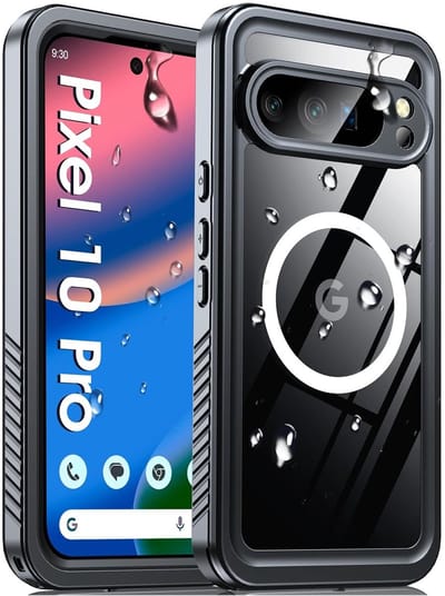 SBG Outdoor Case Waterdicht Hoesje geschikt voor Google Pixel 10 Pro | Compatibel met MagSafe / Qi2 | Onderwater tot twee meter | Antislip greep | IP68-gecertificeerd | Transparant/Zwart