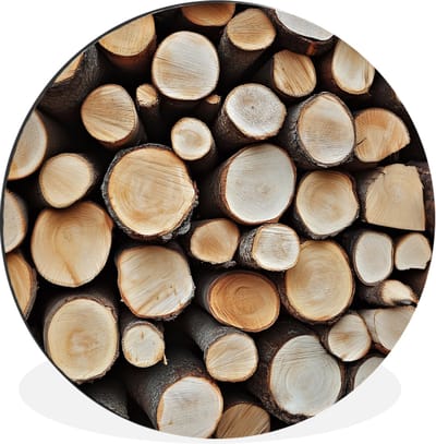 WallCircle - Wandcirkel - Muurcirkel - Hout - Boomstammen - Textuur - Aluminium - Dibond - 30x30 cm - Binnen en Buiten