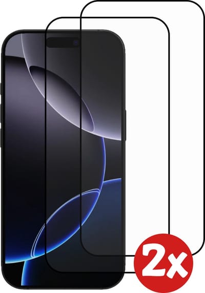 Smartphonica Screenprotector Geschikt voor iPhone 16 Pro - Full Cover Tempered Glass with Round Edge - Gehard glas Geschikt voor iPhone 16 Pro met afgeronde hoeken - 2-Pack geschikt voor iPhone 16 Pro