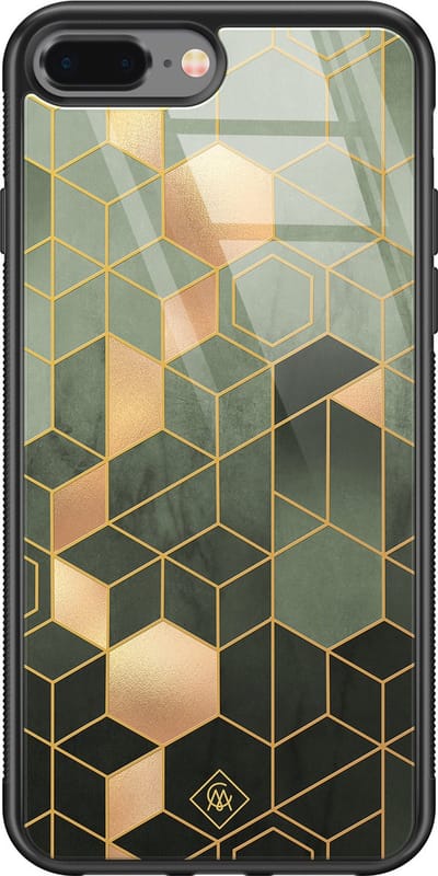 Casimoda® hoesje - Geschikt voor iPhone 8 Plus - Kubus Groen - Luxe Hard Case Zwart - Backcover telefoonhoesje - Groen