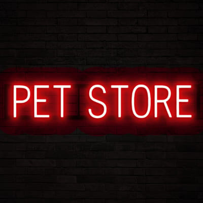 PET STORE - Lichtreclame Neon LED bord verlicht | SpellBrite | 82,91 x 16 cm | 6 Dimstanden & 8 Lichtanimaties | Reclamebord neon verlichting