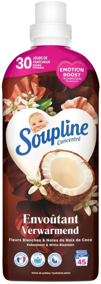 Soupline Wasverzachter - 45sc950ml - verwarmend kokosnoot & witte bloemen