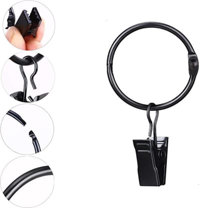 Gordijnroede met clips - 20 stuks - Zwart 38 mm - Kleding ophangen - Kleine artikelen ophangen