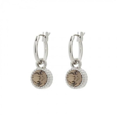 Biba Hang Oorbellen Zilver met Swarovski Steentje Sm. Quartz