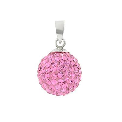 Blinx Jewels Zilveren Hanger Roze Bol Steentjes Strass