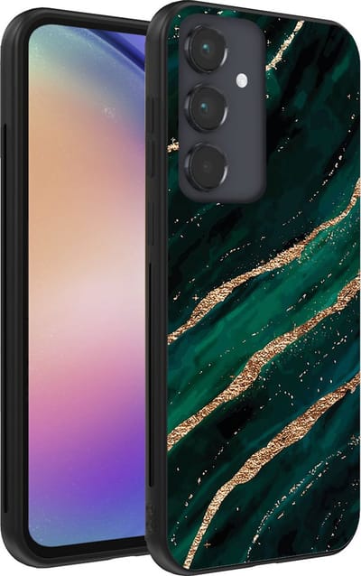 Smartphonica Telefoonhoesje voor Samsung Galaxy A54 5G met marmer opdruk - TPU backcover case marble design - Groen Goud geschikt voor Samsung Galaxy A54 5G