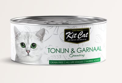 Kit Cat Tonijn & Garnaal 24x80gram - Graanvrij - Kattenvoer Natvoer - Kattenblikjes