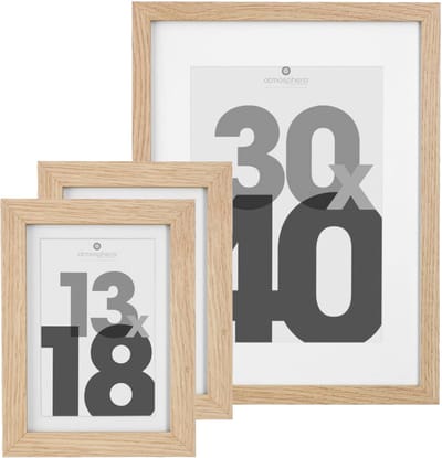 Atmosphera Fotolijstjes set van 3x stuks - 1x voor 30 x 40 cm - 2x voor 18 x 24 cm - naturel - modern/strak ontwerp