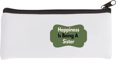 Akyol - happiness is being a sister Etui - Zus - de liefste zus - verjaardag - cadeautje voor zus - zus artikelen - kado - geschenk - 20 bij 9 cm