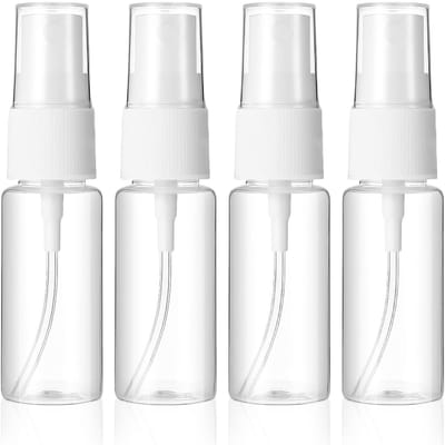 Dailygoods- Sproeiflessen 20ml - Set van 4 - Kunststof - Lekvrij - Reizen/Kamperen - Fijne nevelverstuiver - Compact formaat 9,3 x 2,4 cm - Sprayflessen