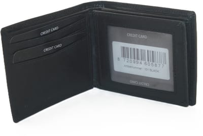OI zwarte luxe lederen kleine heren portemonnee / compacte billfold / klein leren beursje / RFID SAFE / zwart leer / 101Black CRUNCH
