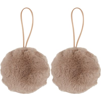 Pluche bal "Filis", ca. Ø 9 cm, 2 stuks - Taupe