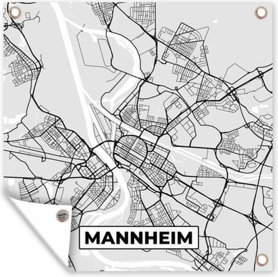 Tuin poster Duitsland - Plattegrond - Mannheim - Kaart - Stadskaart - 200x200 cm - Tuindoek