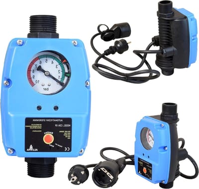 Pompbesturing met Manometer - Drukschakelaar Waterpomp - Automatische Watertoevoer - Instelbare Druk - 0-10 Bar - Blauw