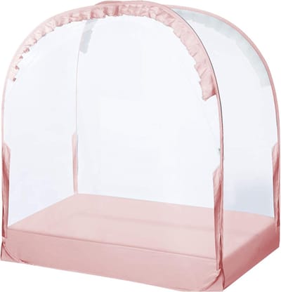Wieg Tent - Baby Bed Bescherming - Voorkomt Uitklimmen - Ademend Mesh Ontwerp - 70 x 130 cm - Wit