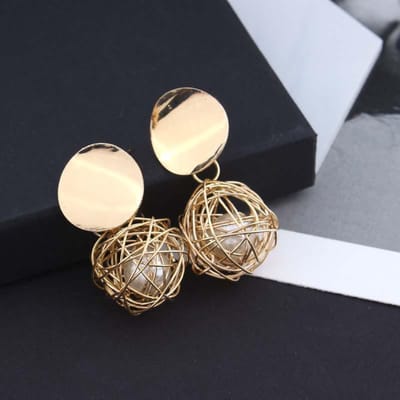 Boucles d'oreilles tendance 2019 Boucles d'oreilles géométriques boule 2018 Pour femmes Boucles d'oreilles pendantes Boucles d'oreilles pendantes Bijoux modernes or