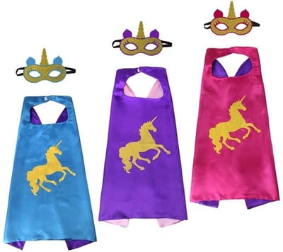 Uitdeelzakjes - Kostuum Kind - Eenhoorn - Unicorn Speelgoed - 3-Pack - Verkleedpak -Traktatie Uitdeelcadeautjes Kinderen - Cape - Masker - Verkleedkleding Meisje